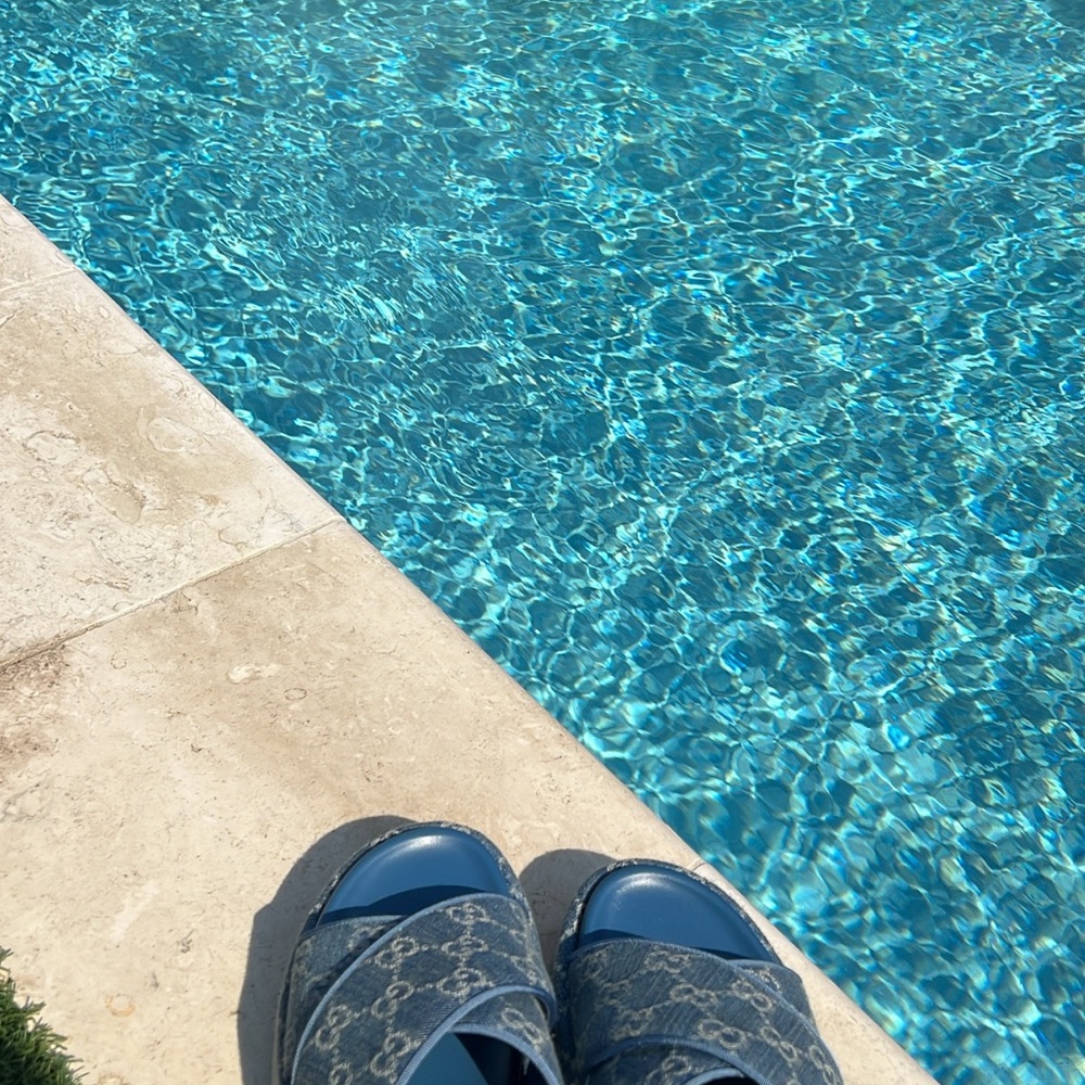 Blue Patterned Slides - Picture 6 of 7